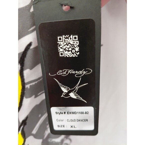 Ed Hardy Men’s XL Skull 13 “Free Forever” White Tee Y2K NWT - Picture 4 of 9